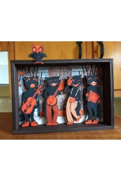 Halloween CAT BAND laser cut wood shadowbox art